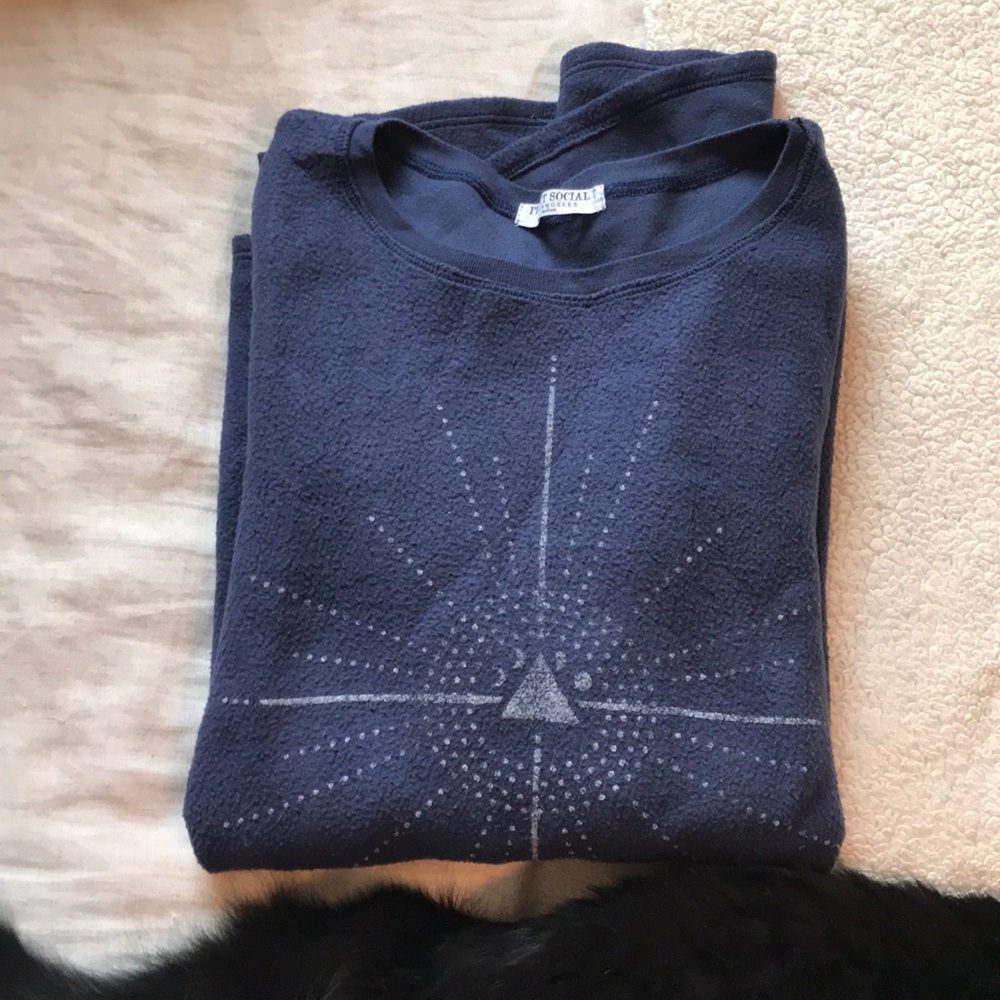 Project social T, M, navy fleece sweater